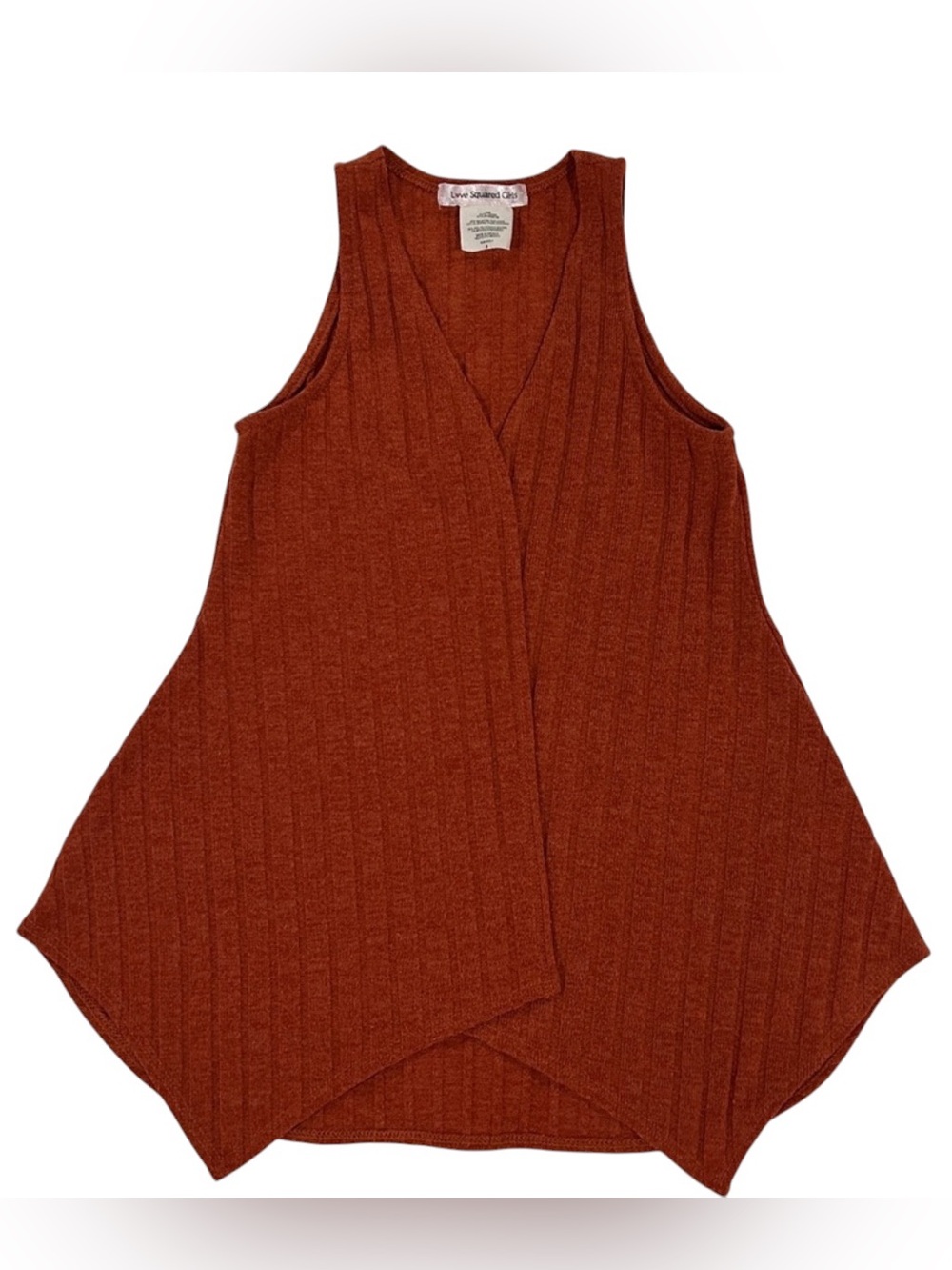Love Squared Terracotta Ribbed Wrap Tank